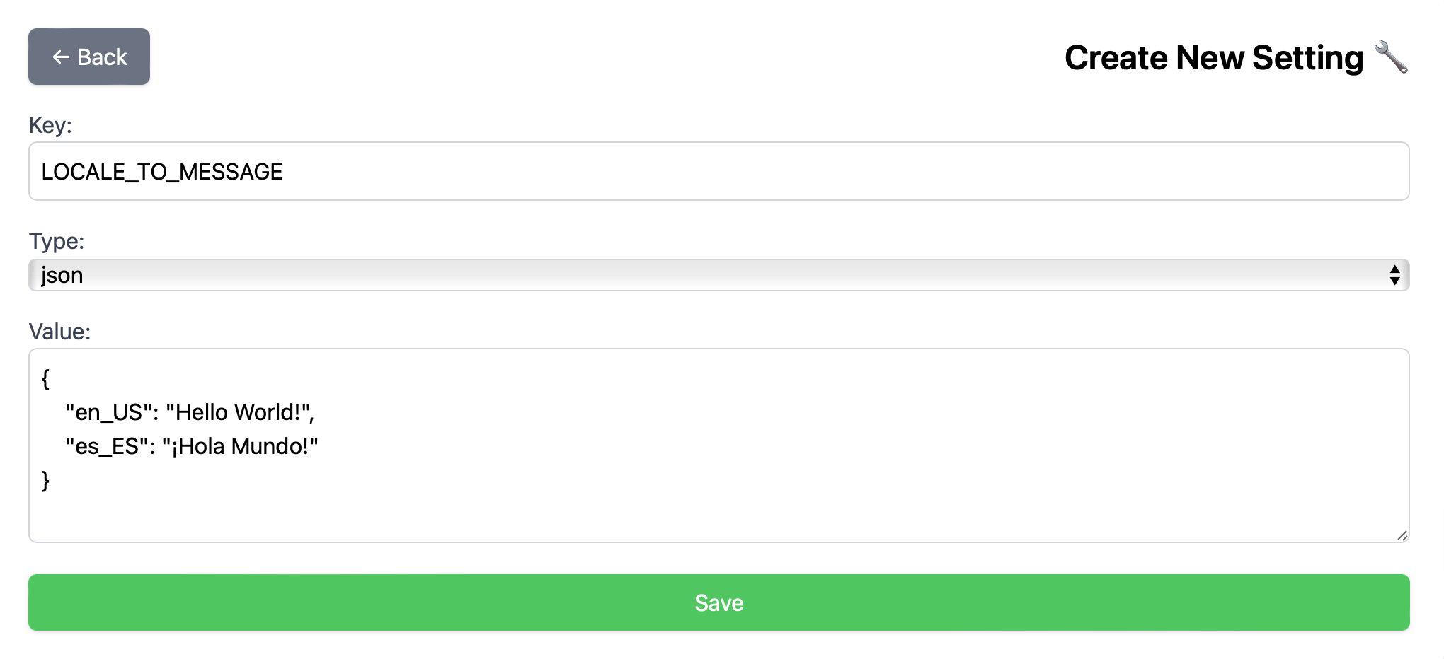 Create setting screen